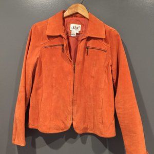 Orange Suede Zipper Jacket Large by Live a Little